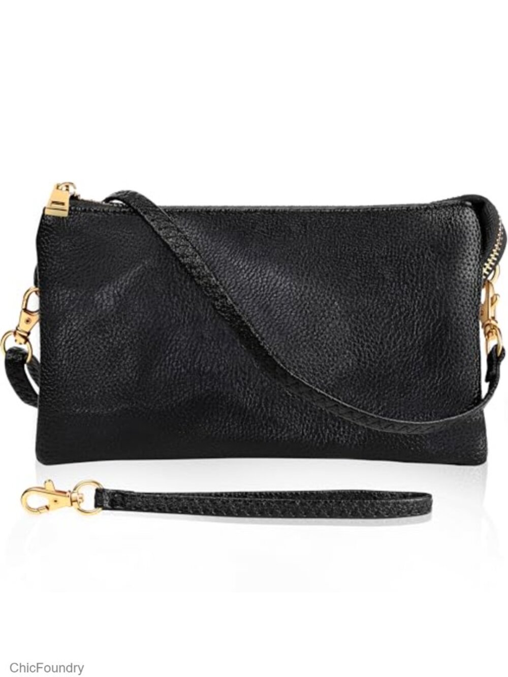 Vegan Leather Wristlet Purse Convertible Crossbody Clutch
